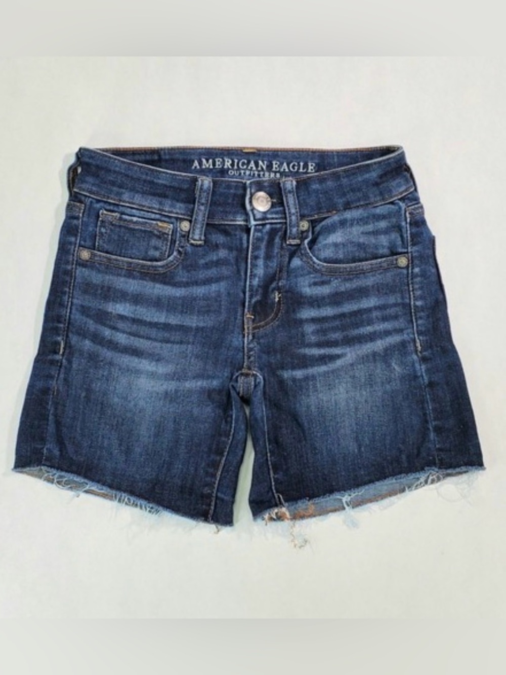 American Eagle Outfitters Dark Wash Raw Hem Denim Shorts